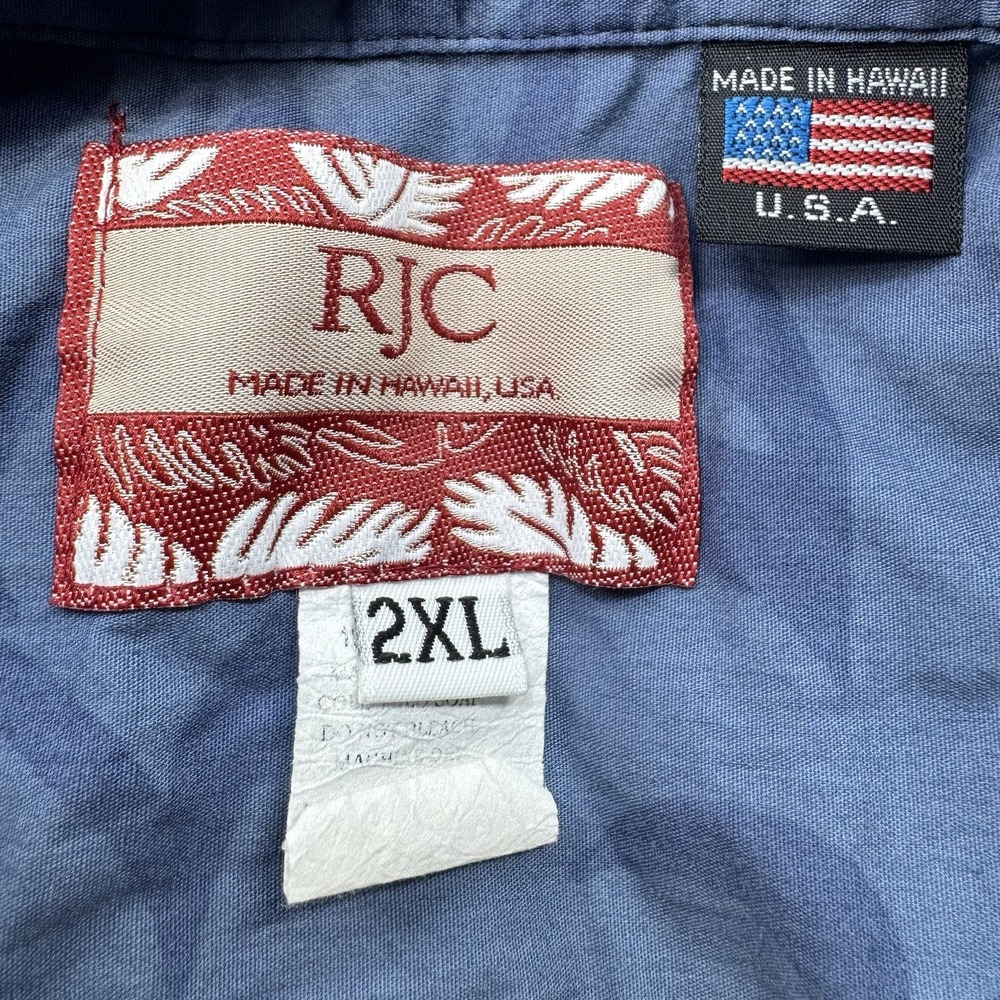 VINTAGE RJC Men Button Up Shirt 2XL Blue Classic Tropical Hawaiian Shirt USA - Picture 2 of 13